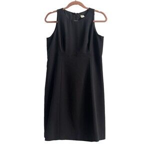 Vintage 90s Black Dress Knee Length Fit and Flare Work Career Size Small